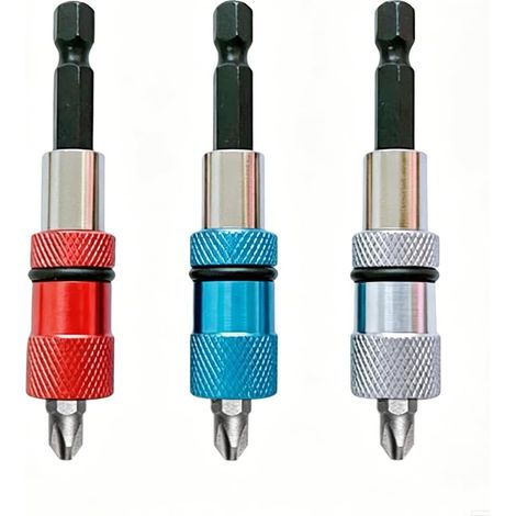 3 x 1/4 Inch Hexagonal Screwdriver Bit Holder, Magnetic Impact Driver Extension with 3 PH2 Bits, Drywall Drill Adapter, Plaster Tools for 25 mm Screws and Suspension (1/5)