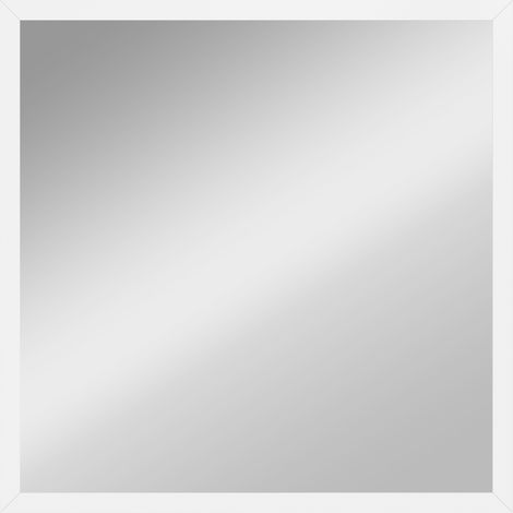 Miroir carré mural 50x50 cm, cadre bois blanc, parfait pour salle de bain, chambre ou salon. (1/5)