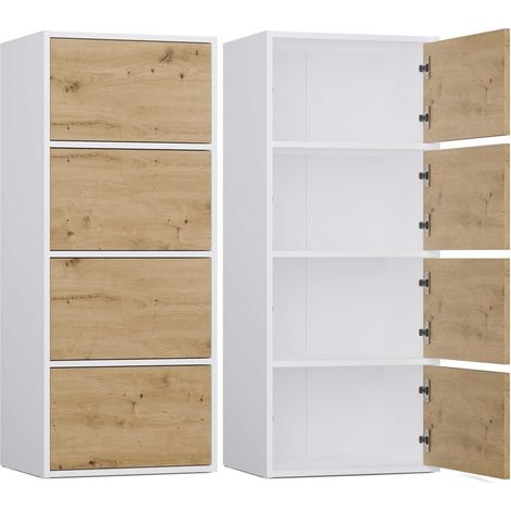 Cassettiera, bianco / rovere Artisan, 50 x 119 x 40 cm (1/5)