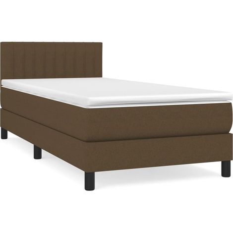 Maison Exclusive - Cama box spring con colchón tela marrón oscuro (1/5)