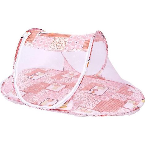 Moustiquaire Enfant, Moustiquaire Pliable Lit Bébé, Moustiquaire Autoportante Portable avec Fermeture Eclair, pour Les Voyages Domicile et Les Activités Plein Air 0 à 3 Ans (110x60x38cm, Orange) (1/5)