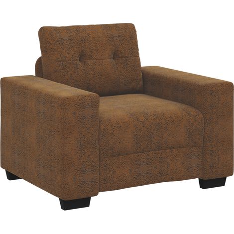 Fauteuil de Salon,Chaise,Fauteuil avec coussin Marron Faux cuir et bois CFW324211 (1/5)