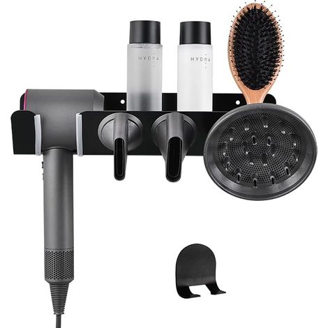 1 Support mural pour sèche-cheveux, fixation magnétique, crochet prise, coins arrondis, salle de bain (1/5)