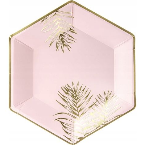 Assiettes en forme de feuille, rose clair, 23 cm, lot de 6. (1/3)