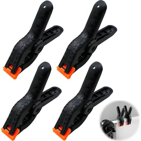 Ensemble de 4 Pinces à Ressort avec Force de Serrage Élevée, pinces à ressort en nylon robuste, pince serre joint avec mobiles mâchoires, Pinces à Ressort Polyvalentes pour Bricolage et Menuiserie (1/5)
