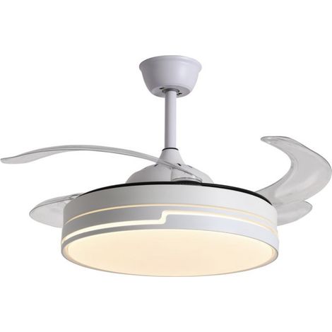 Ventilador de Techo LED Robin Bel Air Home Blanco, Motor DC Silencioso, 4 Aspas Desplegables, Luz 36W, Mando y Temporizador (1/3)