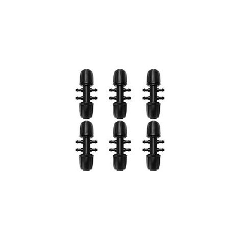 Raccord Irrigation Goutte-à-Goutte 6 Voies, Connecteur Tuyau Arrosage Jardin Pelouse, Distributeur Eau Multiple Noir 10x2,7cm (1/4)