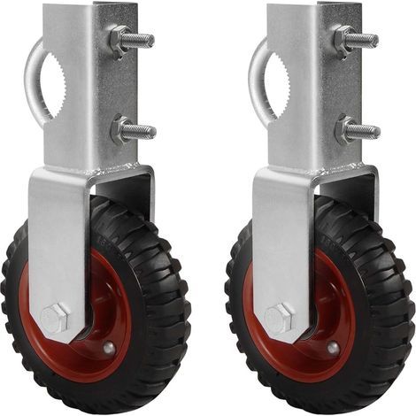 6 pouces, paquet de 2 roues de roulettes de porte kit 500LBS, roue de soutien de porte de ferme 150mm, convient pour le tuyau de porte ronde de 3,8 cm à 5,8 cm (1/5)