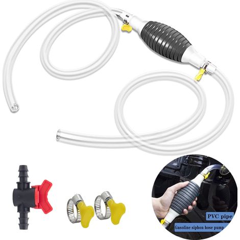 Pompe à siphon, pompe à siphon à essence avec tuyau de 1 m, Pompe de transfert de carburant manuelle ,Pompe à main avec valve de débit (1/5)