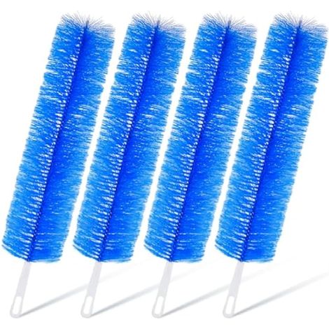 Sliner Lot de 4 plumeaux pliables en toile d'araignée en plastique avec tête en microfibre pour ventilateur de climatisation, aérations de maison, volets (bleu) (1/5)