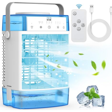 Mini climatiseur personnel portable, climatiseur portable, refroidisseur d'air évaporatif LED puissant avec télécommande