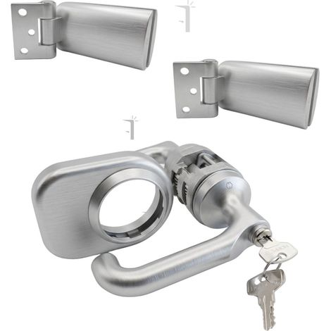 Kit per porta in vetro maniglia e cerniere argento opaco (1/2)