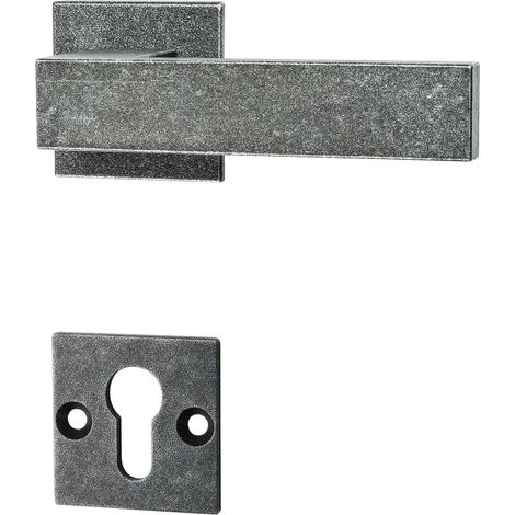 Poignée de porte sur rosace carrée PZ avec ressort haute résistance pour TS 50 mm, fer (1/5)