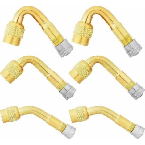 BEBUSINGOTO 3 ensembles - 6 Pièces Pneu Valve Rallonge, 45°, 90°, 135° Extension Valve Pneu Valve de Adaptateur Raccord Prolongateur Coude, Embout de Gonflage Coudé pour Voiture Camion Moto Vélo Scoo (1/5)