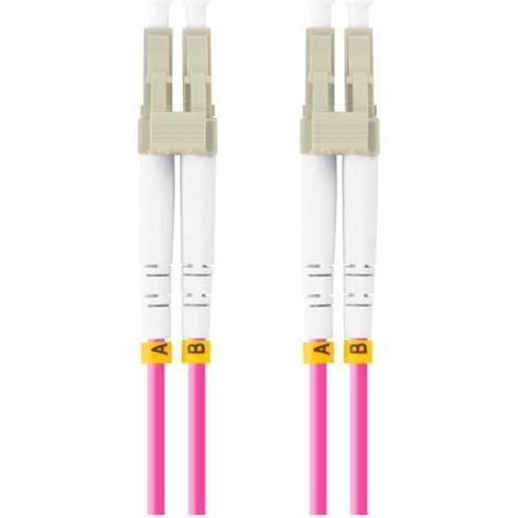 Jarretière fibre optique - FO-LULU-MD41-0010-VT - 1 m - LC/UPC - OM4 vert, pour liaison et raccordement de réseau fibre optique (1/4)