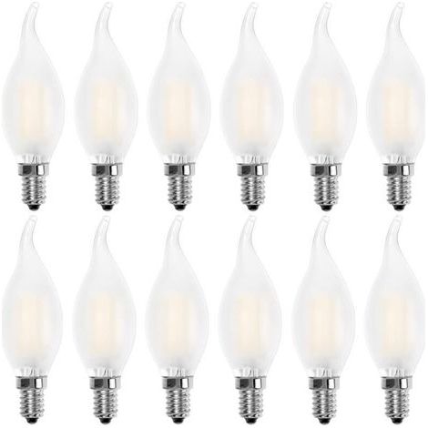 E14 LED-Flammenbirne, Kerzenform, warmweiß (2700 K), 4 W (entspricht 40 W Glühlampe), 400 lm, 12er-Packung (1/5)