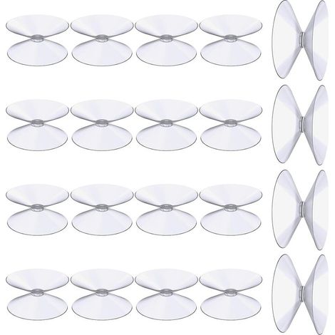 Ventouses Double Face, 20 Pièces 3 cm Ventouses Transparentes, Extra Fortes PVC Plastique Suspension Rideau Isolant Ventouse pour Miroir De Table En Verre, Miroir de fenêtre de salle (1/5)