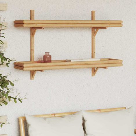 Wandregal mit Regal Wandmontiert Braun 100 x 26 x 60 cm Bambus