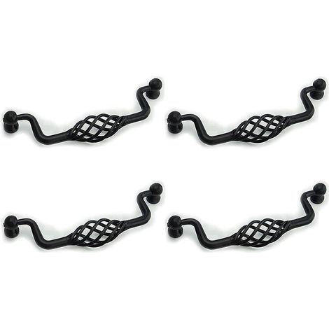 Pcs Black/96mm Furniture Drawer Pull Hollow Design Vintage Cabinet Knob with Screws (1/4)