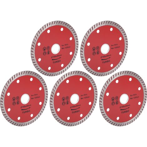 Lot de 5 lames de scie diamantées ondulées en céramique pour le travail du bois, 105 mm (1/5)