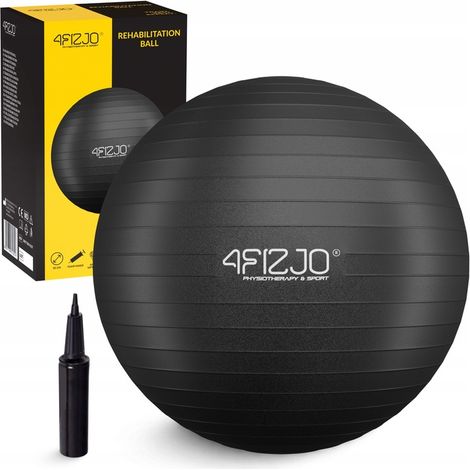 Palla da ginnastica gonfiabile 4FIZJO per esercizi, 85 cm, nera (1/5)