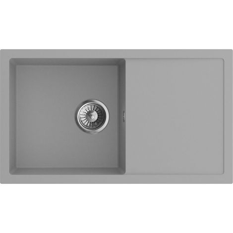 Granitspüle -Spülbecken - Küchenspüle - 76 x 44cm - Beton/Grau - Einbauspüle - Hochwertige Qualität - Modernes Design - mit Siphon - ARIA 76 (1/5)