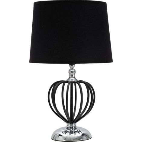 Lampada da Tavolo Darky Argento Ø28x44,5 cm in Ferro PVC e Tessuto Nero e Argento (1/5)
