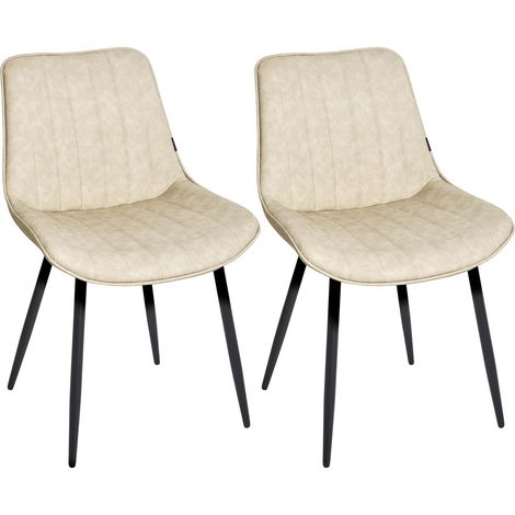 Set of 2 Dining Chairs DUBROVNIK Faux Leather Light Beige (1/5)