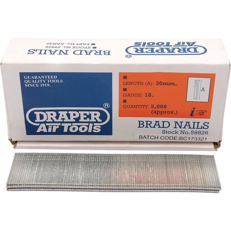 Elite Choice Draper XS17 – 59826 30 mm BRAD Nails 18 gauge [confezione da 5000]