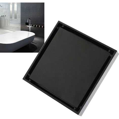 Siphon de sol invisible et anti-odeurs pour douche/zone de douche de salle de bain, noir 1,3 mm, compatible carrelage. (1/5)