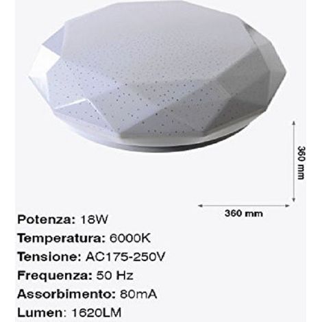 TRADE SHOP - Plafoniera Da Soffitto Faretto Led 36w Tondo Esagonale Pannello Luce 1620lm 36cm Design -