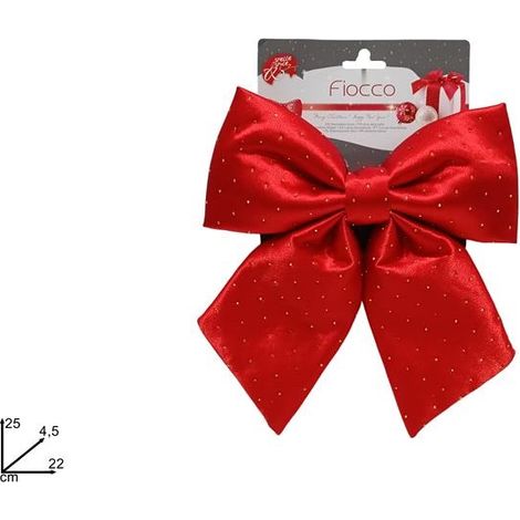 Fiocco Natalizio Natale Rosso con Diamanti Oro 22 cm