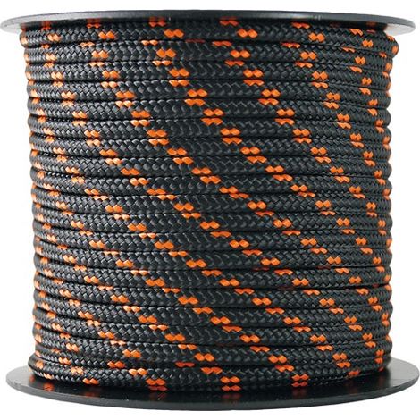 Trenza de poliéster/poliéster negro/naranja ø3mm 200kg Bobina 25m - Chapuis
