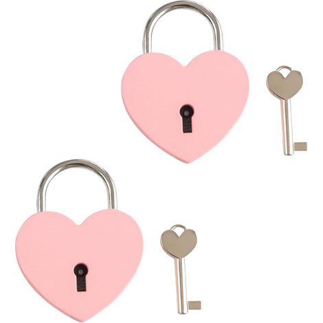 Sicherheitsschloss Herz 2-teilig, herzförmiges Vorhängeschloss mit Schlüssel für Valentinstag, Hochzeit, Geburtstag, Handkiste. (1/5)