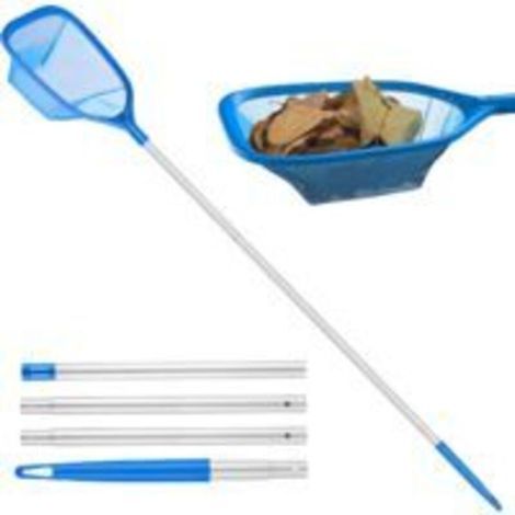 Épuisette de piscine avec perche en aluminium réglable 63-153cm – Maille fine 13cm de profondeur – Lot de 4 pièces pour nettoyage efficace (1/5)