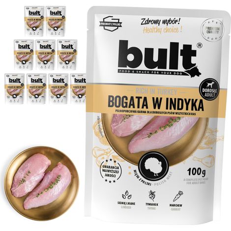 Cibo umido per cani BULT, gusto tacchino, confezione da 10 bustine da 100 g. (1/2)