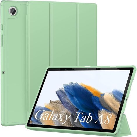 (vert) Tui En Silicone Pour Tablette Samsung Galaxy Tab A8 10,5 Pouces 2021 (sm-x205n/x200n), Coque Ultra-fine, Tui En Cuir Pu Avec Fonction De Su (1/5)