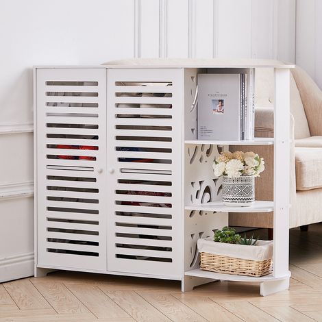 4 Tier Shoes Cabinet with Side Storage Shelf (1/5)