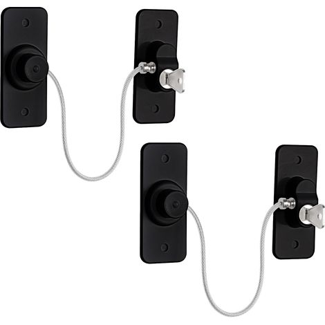 Lot de 2 verrous de fenêtre noirs pour fenêtres en UPVC, adhésif sans perçage, entrebâilleur de fenêtre avec clé, verrous de sécurité pour animaux de compagnie, sécurité enfant, (1/5)