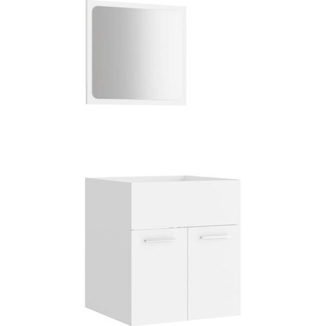 Ensemble de meubles de salle de bain 2 pcs Blanc Aggloméré