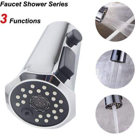 Aérateur de Robinet, Filtre économiseur d'eau Pivotant Tête de Robinet de Cuisine 3 Modes Réglable Douche Tête Filtre Pulvérisateur pour Cuisine Salle De Bain (1/3)