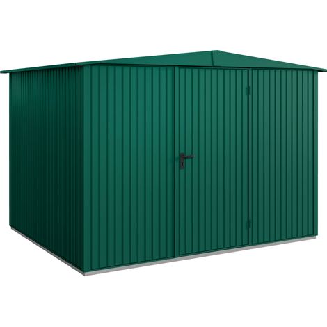 Hörmann Metall-Gerätehaus Berry Classic mit Satteldach Typ 3, 324 x 248 cm, moosgrün, 8 m², 1-flüglige Tür (1/5)