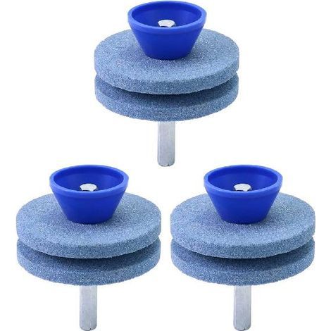 3PCS Affûteuse de Lames de Tondeuse à Gazon, Affûteuse de Outils de Jardin, Compatible avec Perceuses Électriques et Perceuse à Main,bleu (1/5)