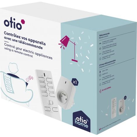 Otio – Prise sans fil 16 canaux – Télécommande radiofréquence 433MHz – Portée 100m – Plug & play sans travaux (1/7)