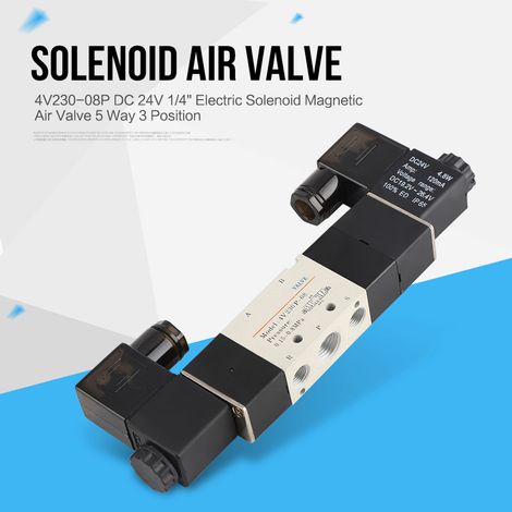 Électrovanne pneumatique 5 voies, 3 positions, 5 voies, 24 V CC, BSP 1/4", normalement fermée, 0,15-0,8 MPa, 4V230-08P (1/5)