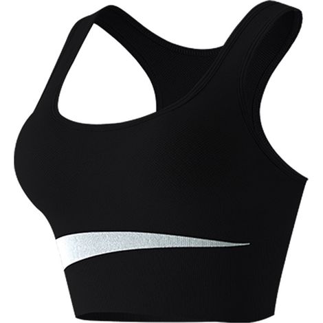 Soutien-gorge de sport en nylon respirant doux pour la peau forme U sans armature running fitness femme noir L (1/5)