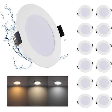 12W Spot LED Encastrable 220V, Lot de 6 Spot Salle de Bain, Blanc Chaud Blanc Neutre Blanc Froid 3000K/4000K/6500K, Spots LED extérieur 120mm pour Cuisine Salon, Rond (1/5)