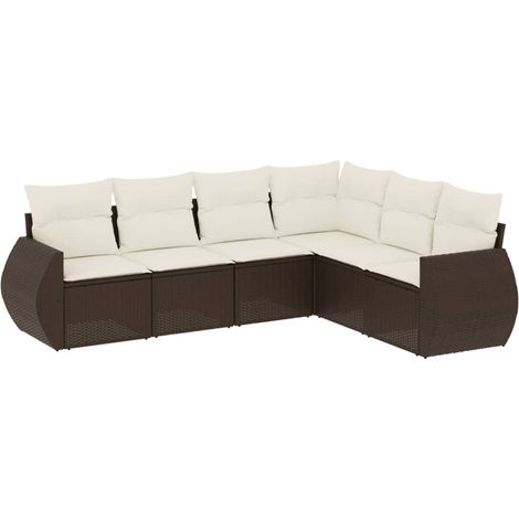 Vidaxl – Salon de jardin modulable 6 places – Canapés en poly rotin avec coussins épais – Résistant aux intempéries – Housse amovible et lavable (1/6)
