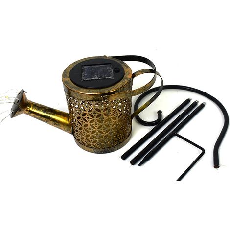 Lampes solaires de jardin, pots en fer creux avec douchette, lampes de sol, éclairage extérieur de jardin (avec monture B) (1/5)