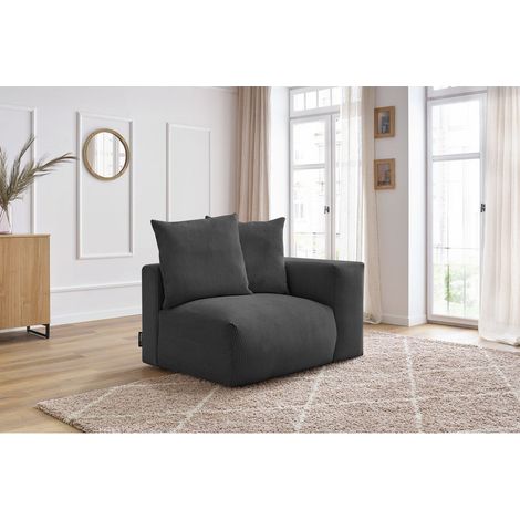 BOBOCHIC - Chauffeuse 1 place avec accoudoir pour canapé modulable VOLTAIRE Angle droit Gris foncé (1/5)